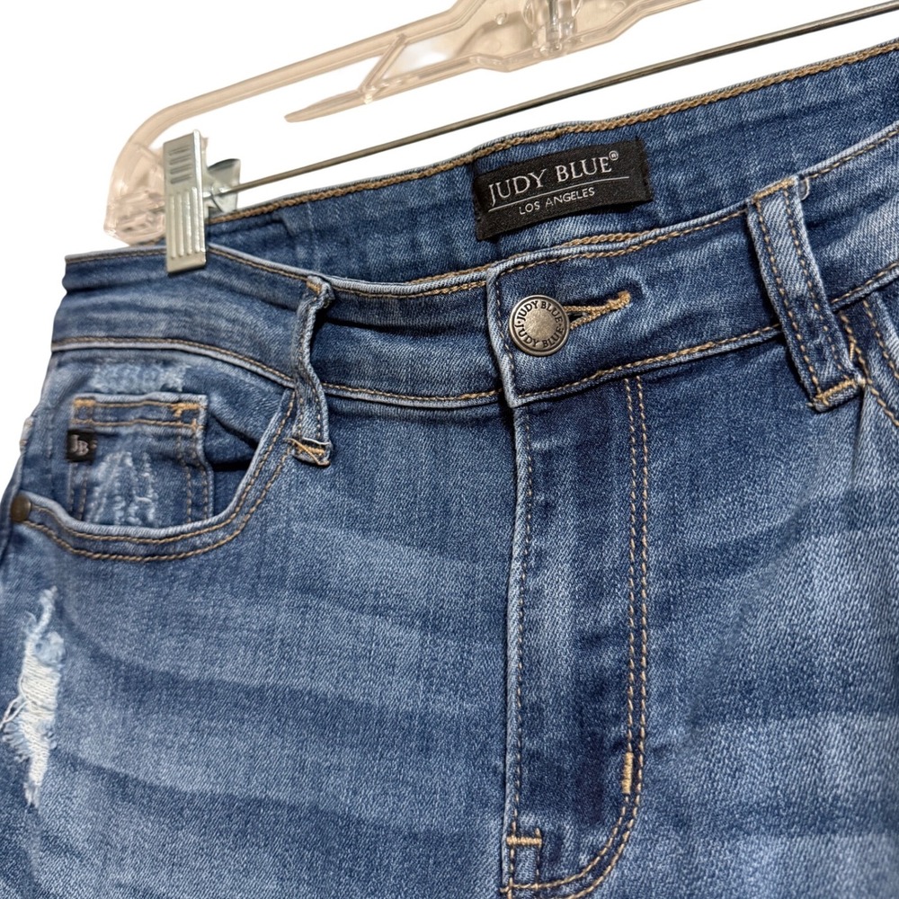 Judy Blue Mid Rise Distressed Skinny Jeans Medium‎ Wash Womens 7/28 - Picture 7 of 7